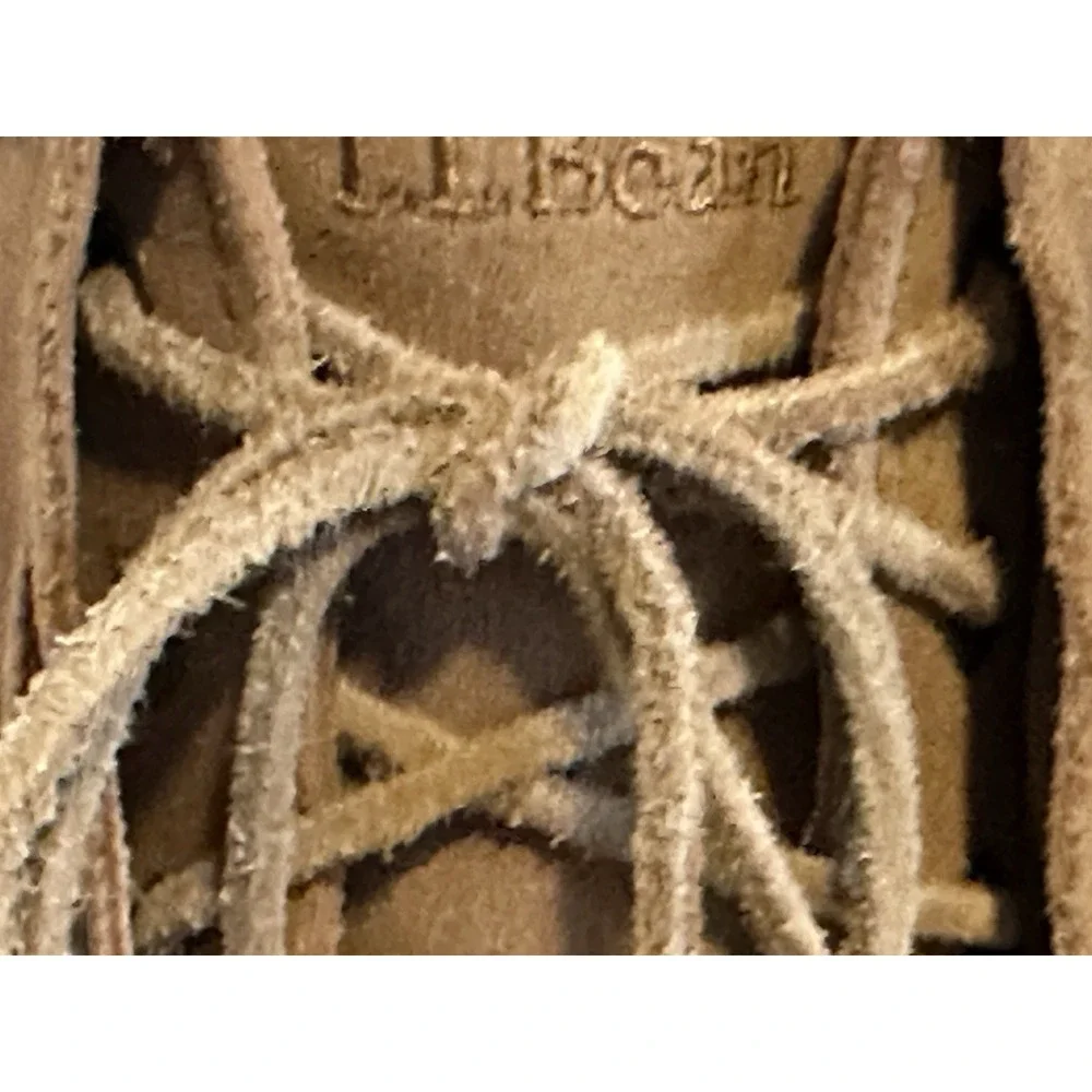 L L Bean Suede Leather Tan Tassel Fringe Sheepskin Lined Winter Boots Size 7‎ M